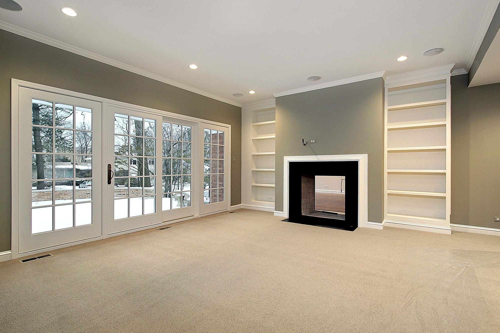 Living room with carpet flooring