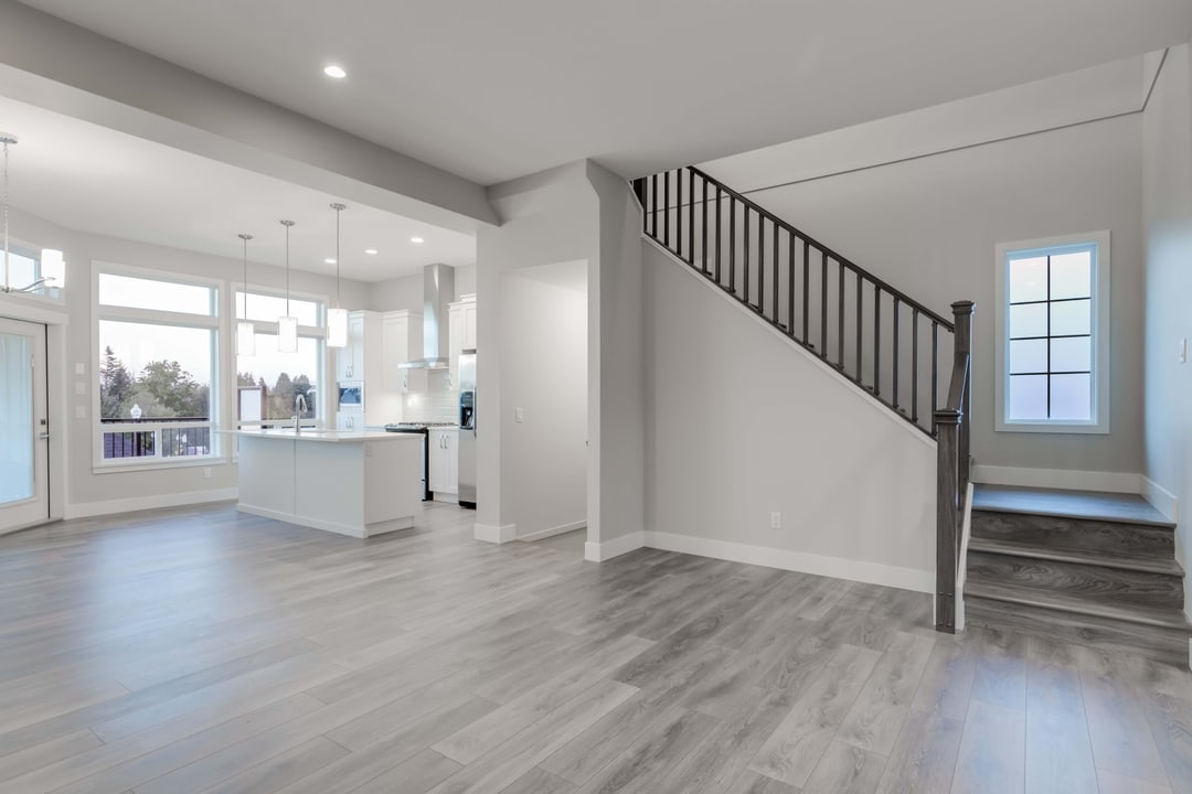Open plan living space with LVT flooring