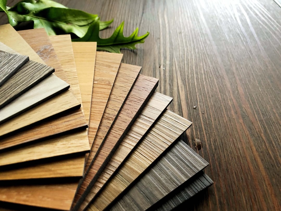 Fanned LVT flooring plank samples