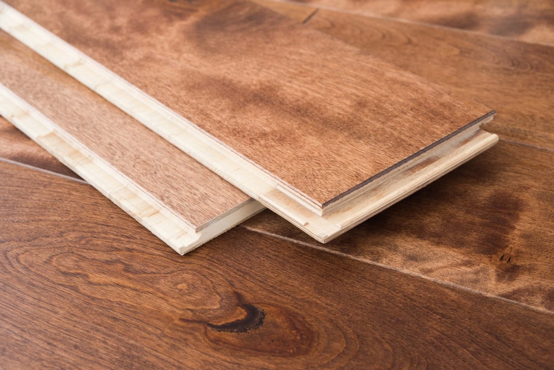 Close up of wood flooring planks